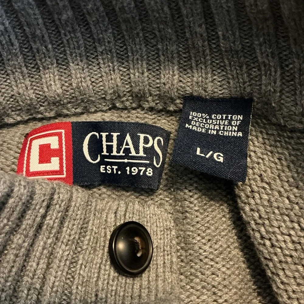 Chaps Ralph Lauren Gray Fair‎ Isle Sweater Classic Winter Knit Size L Holiday